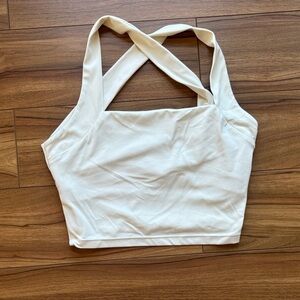 Cream Cross-Strap Crop Top